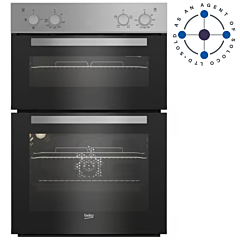 Beko BBXDF21000S 90cm Built-In Double Fan Oven with Easy Grip Knobs - Silver