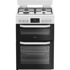 Hotpoint HDD6GDC2W Freestanding 60cm Dual Fuel Cooker with Double Oven - White