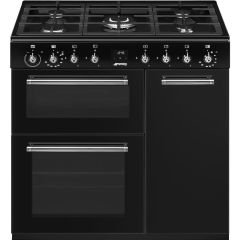 Smeg CX93GMBL 90cm Concert Dual Fuel Range Cooker, Black