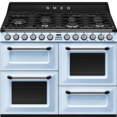 Smeg TR4110AZ 110cm Victoria Dual Fuel Range Cooker, Pastel Blue