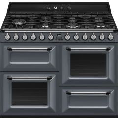 Smeg TR4110GR 110cm Victoria Dual Fuel Range Cooker, Slate Grey