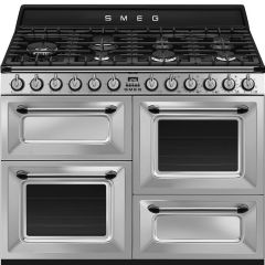 Smeg TR4110X-1 110cm Victoria Dual Fuel Range Cooker, Stainless Steel