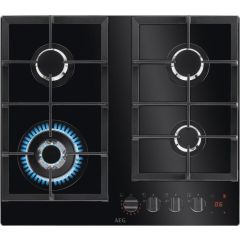 AEG HKB64450NB 8000 Gas on Glass Gas Hob with Hob2Hood