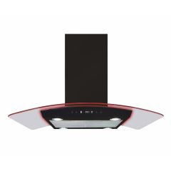 CDA EKPK90BL 90cm Curved Glass Island Extractor with Edge Lighting