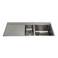 CDA KVF22LSS One And A Half Bowl Flush-Fit Sink with Left Hand Drainer