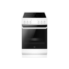 AMICA AFC1530WH 50cm single cavity ceramic cooker, 4 x ceramic zone, oven 9 FN, 62 ltr,white