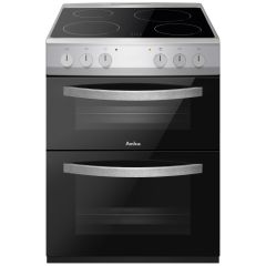 AMICA AFC602SS 60cm Double cavity cooker with 4x Ceramic hob, A/A energy rating, rotary control, cat