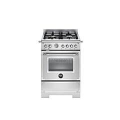 Bertazzoni HER64L1EXT2 Heritage 60cm Range Cooker Single Oven Dual Fuel Stainless Steel