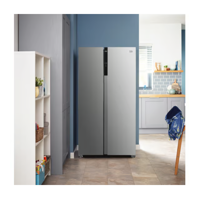 Beko ASL1532PX Freestanding Frost Free American Style Fridge Freezer with Fast Freeze - Brushed Steel