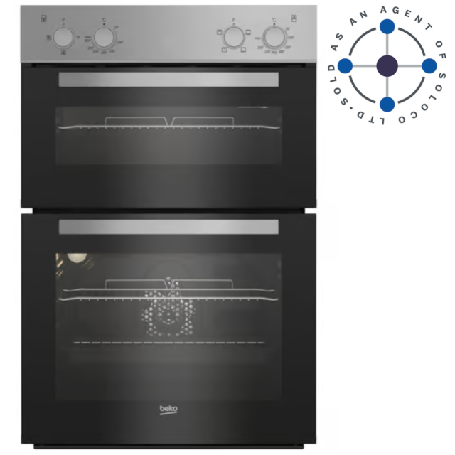 Beko BBXDF21000S 90cm Built-In Double Fan Oven with Easy Grip Knobs - Silver