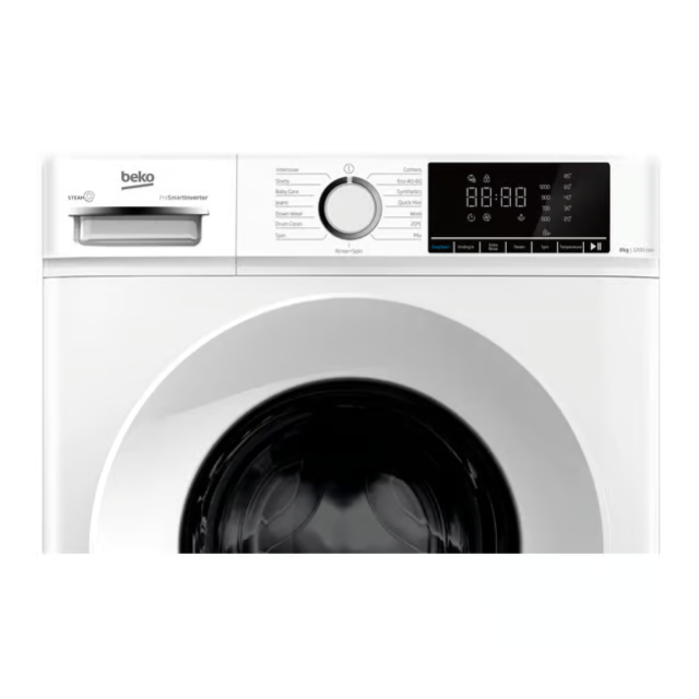 Beko BW1O3821W Freestanding 8kg 1200rpm Washing Machine with ProSmart™ Inverter Motor - White