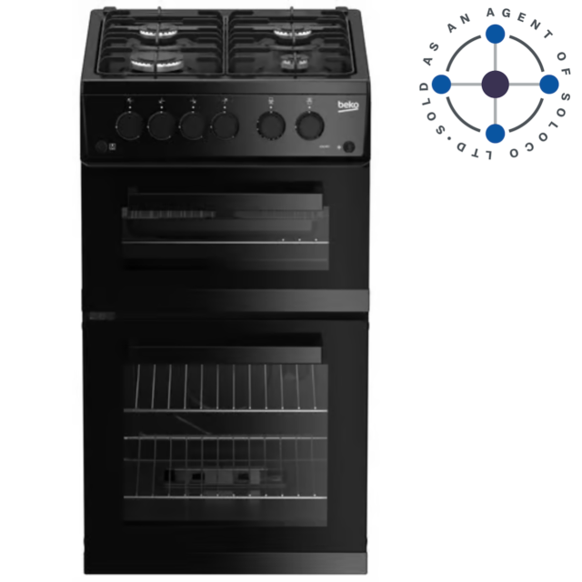 Beko KDG583K 50cm Freestanding Gas Twin Cavity Cooker - Black