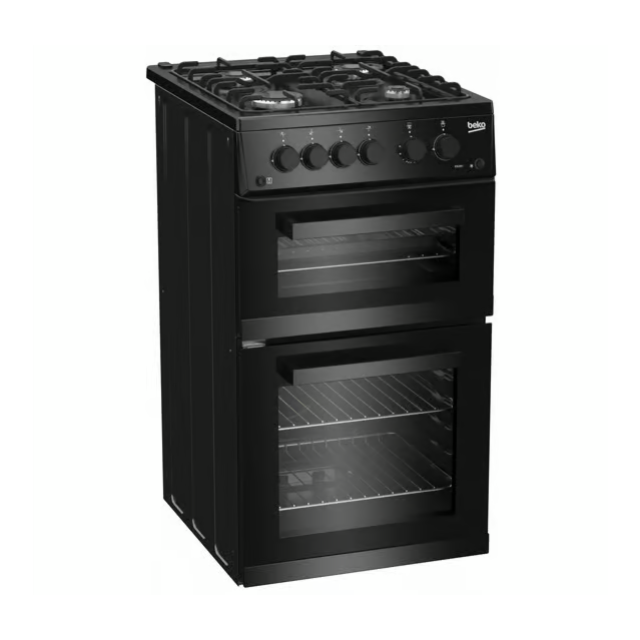 Beko KDG583K 50cm Freestanding Gas Twin Cavity Cooker - Black