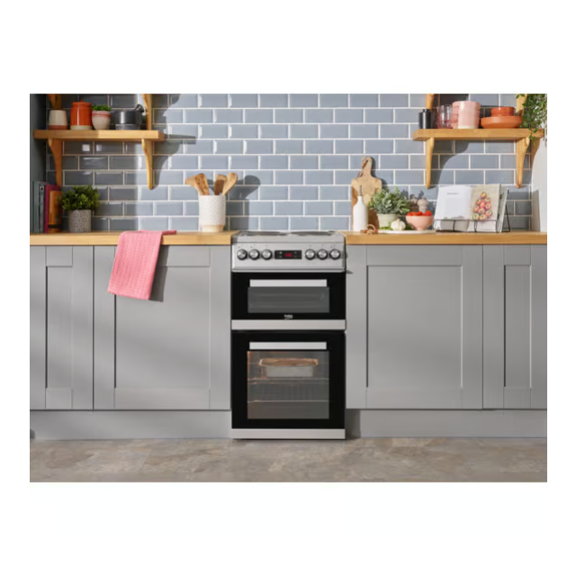 Beko KDV555AS 50cm Double Oven Electric Cooker - Silver