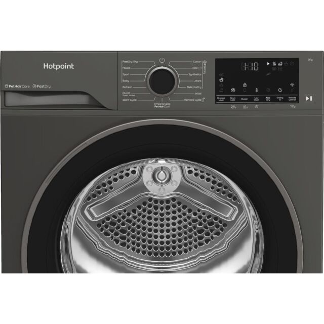 Hotpoint CHD94MGBSUK Fabric Care 9kg Heat Pump Tumble Dryer with HomeWhiz