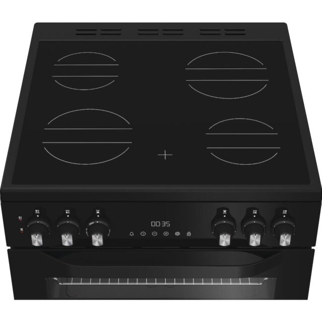 Hotpoint HTE6VDCB1 Freestanding Electric Cooker with Ceramic Hob - Black