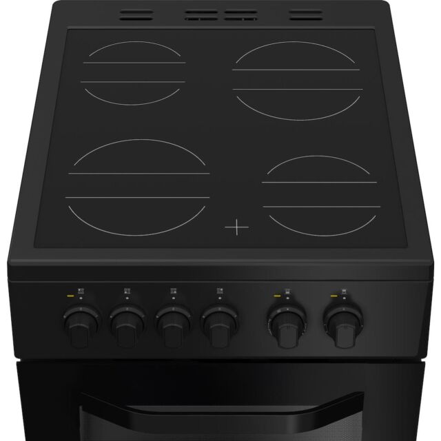 Hotpoint HTE5VCB Freestanding 50cm Electric Cooker with Ceramic Hob - Black