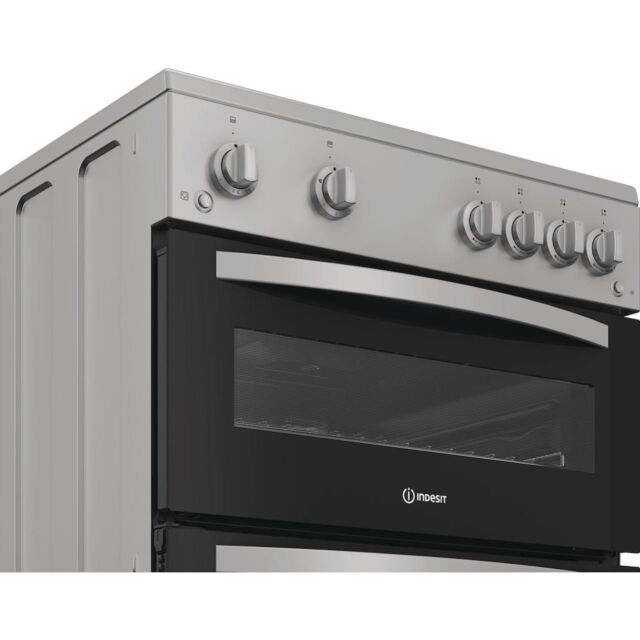 Indesit IDG6GS 60cm Gas Double Cooker - Silver