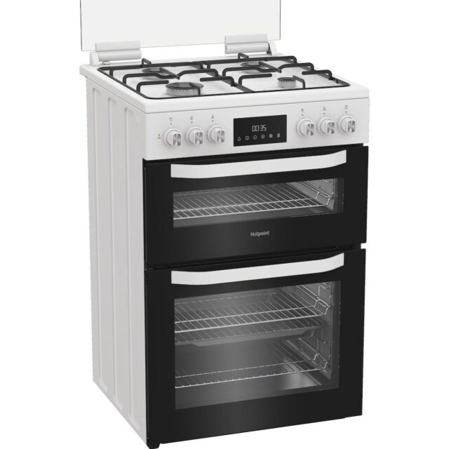Hotpoint HDD6GDC2W Freestanding 60cm Dual Fuel Cooker with Double Oven - White