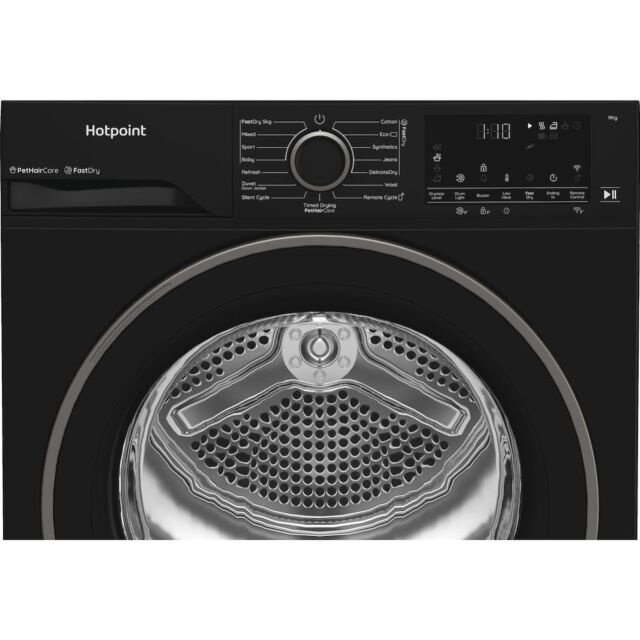 Hotpoint CHD94MBBSUK Fabric Care 9kg Heat Pump Tumble Dryer with HomeWhiz