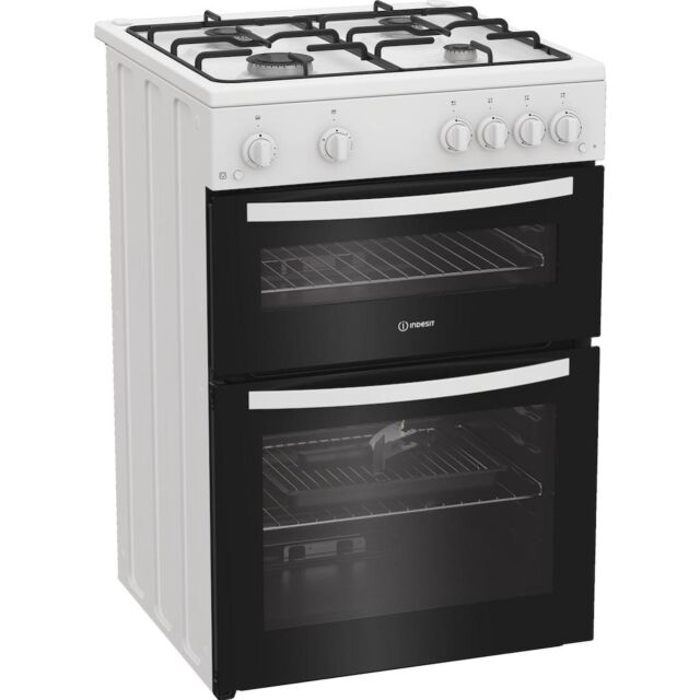 Indesit IDG6GW Freestanding 60cm Gas Double Cooker - White
