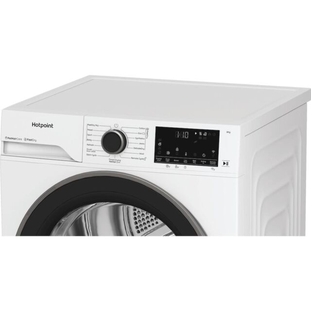 Hotpoint CHD84MWBSUK Fabric Care Freestanding 8kg Heat Pump Tumble Dryer with HomeWhiz