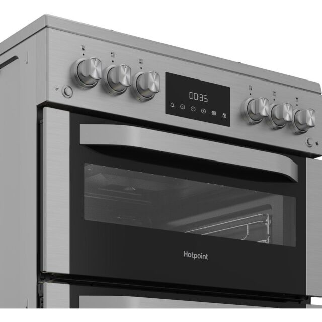 Hotpoint HDG6GDCX Freestanding 60cm Gas Cooker with Double Oven
