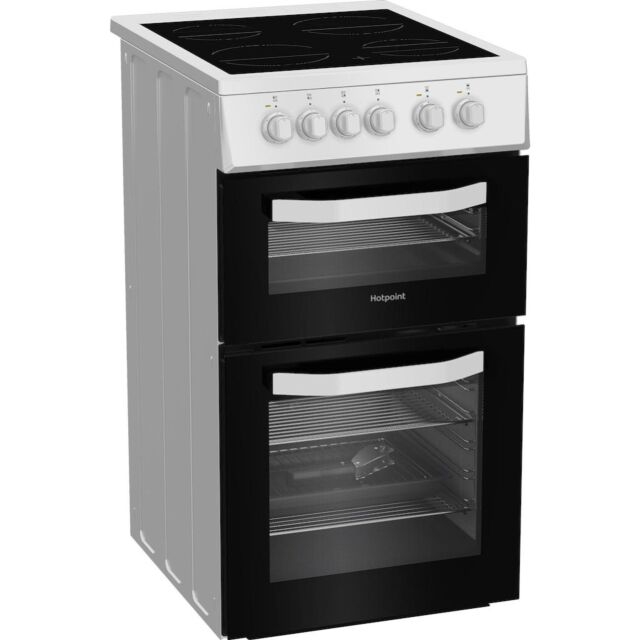 Hotpoint HTE5VCW 50cm Electric Cooker with Ceramic Hob - White