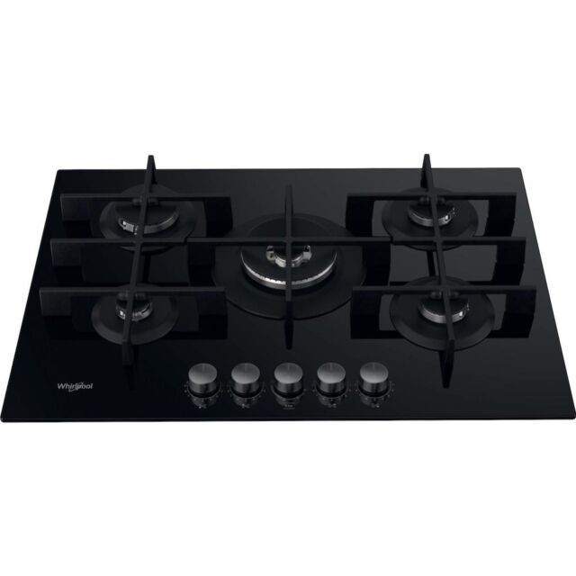 Whirlpool GOWL 758/NB W Collection Hob 5 Burners Gas on Glass 75cm - Black