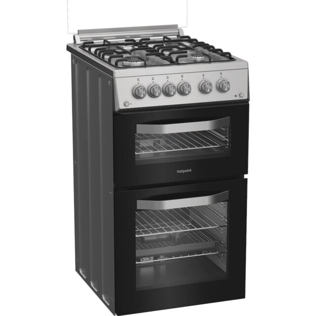 Hotpoint HDG5GCX Freestanding 50cm Gas Double Cooker - Inox