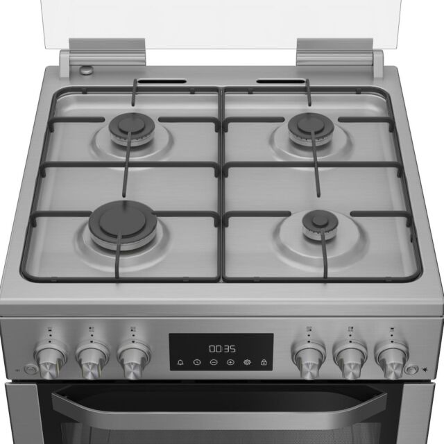 Hotpoint HDG6GDCX Freestanding 60cm Gas Cooker with Double Oven