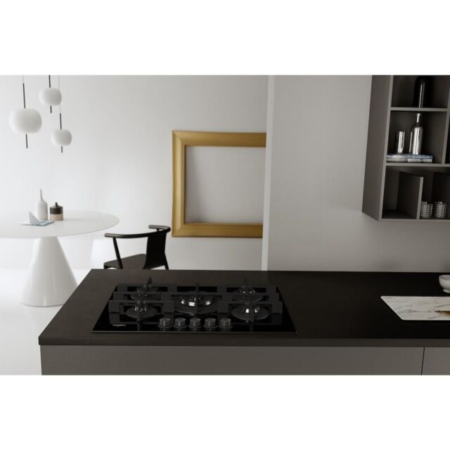 Whirlpool GOWL 758/NB W Collection Hob 5 Burners Gas on Glass 75cm - Black