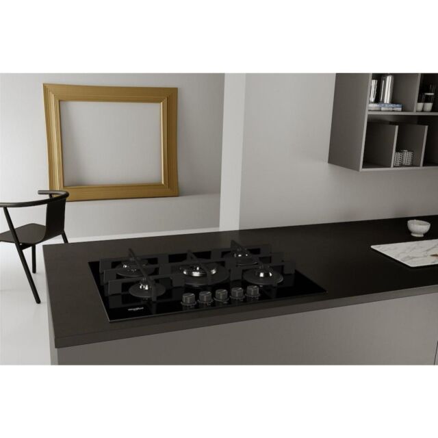 Whirlpool GOWL 758/NB W Collection Hob 5 Burners Gas on Glass 75cm - Black