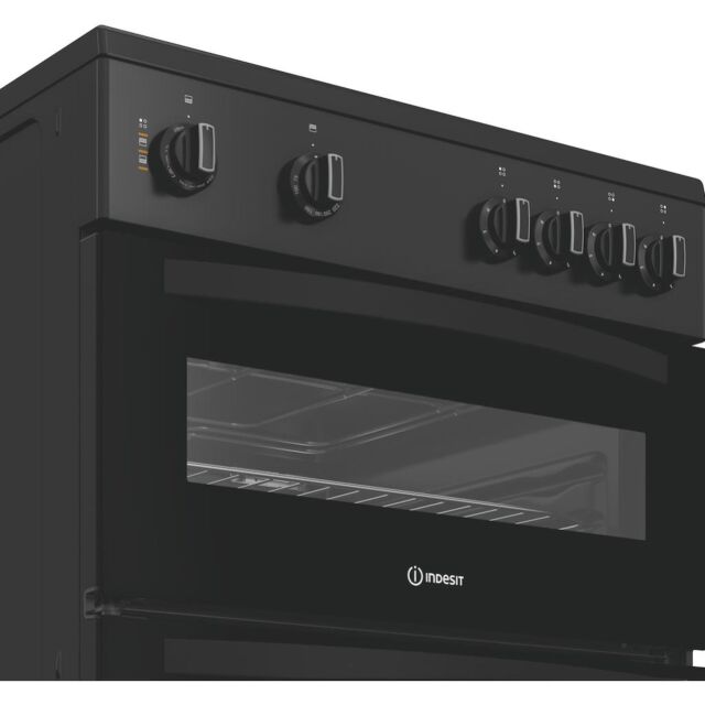 Indesit IDE6VMB 60cm Electric Cooker with Ceramic Hob - Black