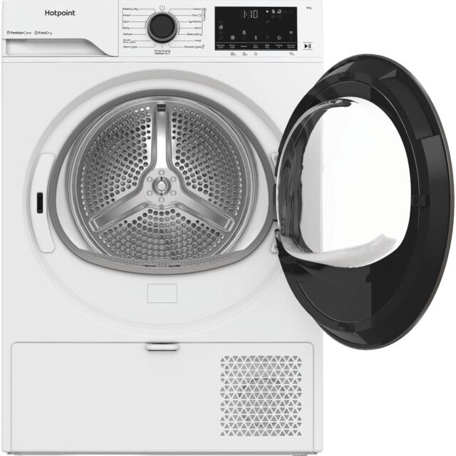 Hotpoint CHD84MWBSUK Fabric Care Freestanding 8kg Heat Pump Tumble Dryer with HomeWhiz