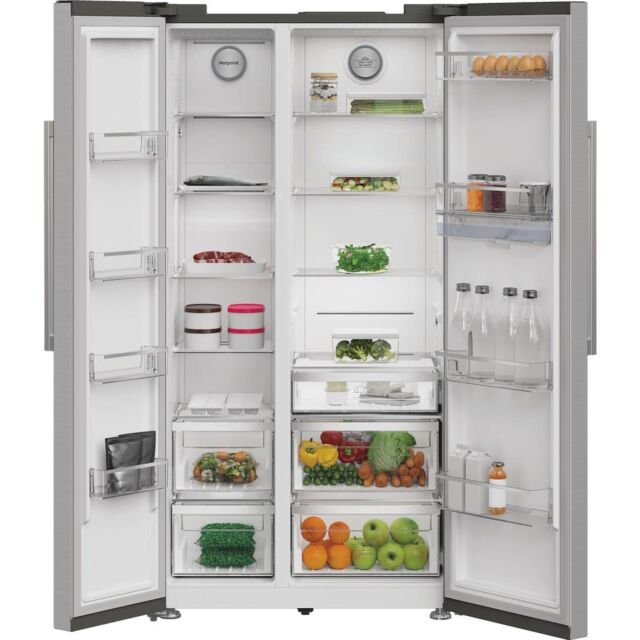 Hotpoint HPG26583WXP4UK Freestanding American Fridge Freezer with FreshShield - Inox