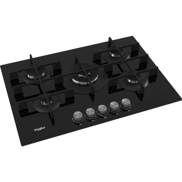 Whirlpool GOWL 758/NB W Collection Hob 5 Burners Gas on Glass 75cm - Black