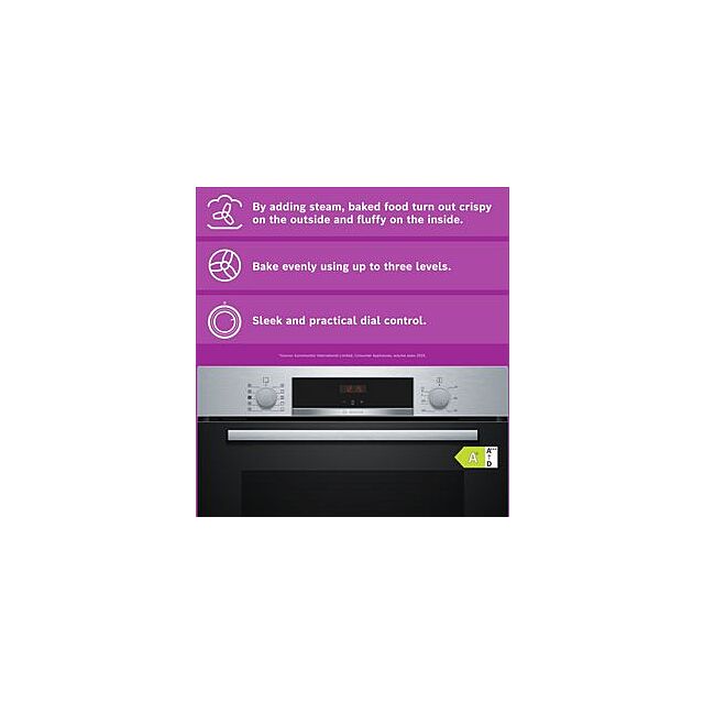 Bosch HQA534BS3B, Built-in oven with added steam function