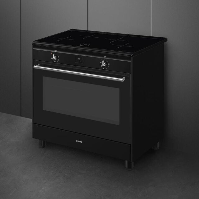 Smeg CX91IMBL 90cm Classic Single Cavity Induction Range Cooker - Black