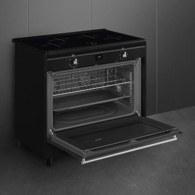 Smeg CX91IMBL 90cm Classic Single Cavity Induction Range Cooker - Black