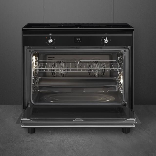 Smeg CX91IMBL 90cm Classic Single Cavity Induction Range Cooker - Black