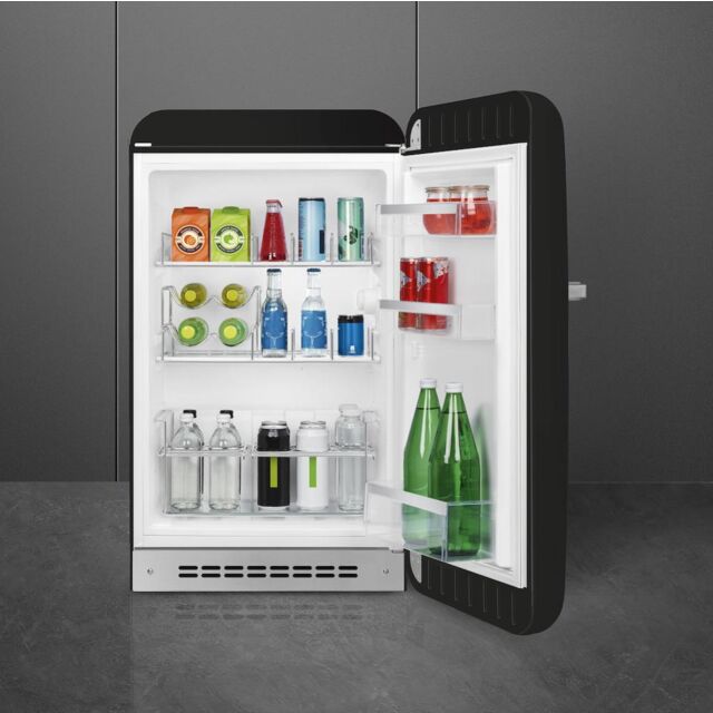 Smeg FAB10HRBL6 Retro Mini Fridge with Ice Box Right Hand Hinge - Black