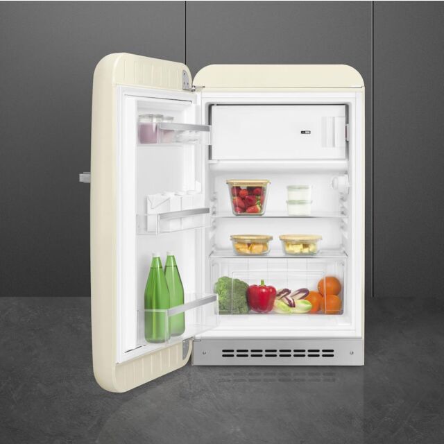 Smeg FAB10LCR6 Retro Mini Fridge Left Hand Hinge - Cream