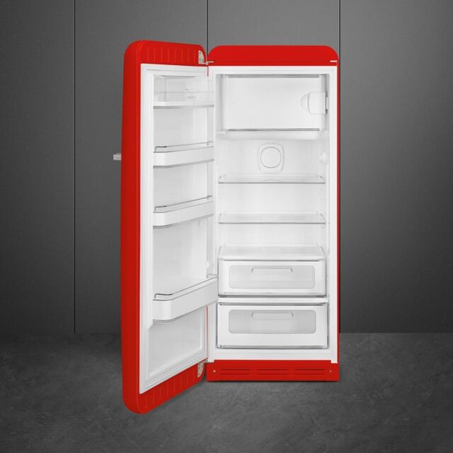 Smeg FAB28LRD5UK 60cm 50s Style Left Hand Hinge Fridge with Icebox, Red