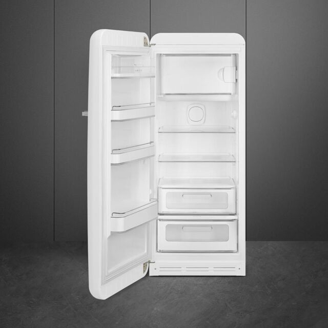 Smeg FAB28LWH5UK 60cm 50s Style Left Hand Hinge Fridge with Icebox, White