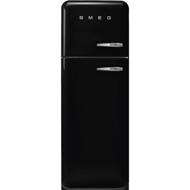 Smeg FAB30LBL5UK 60cm 50s Style Left Hand Hinge Freezer over Fridge, Black