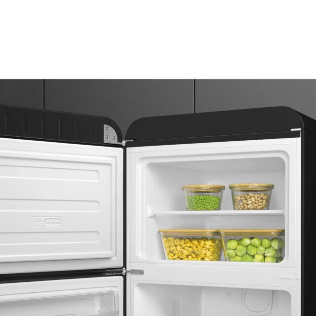 Smeg FAB30LBL6UK Retro Fridge Freezer Left Hand Hinge - Black