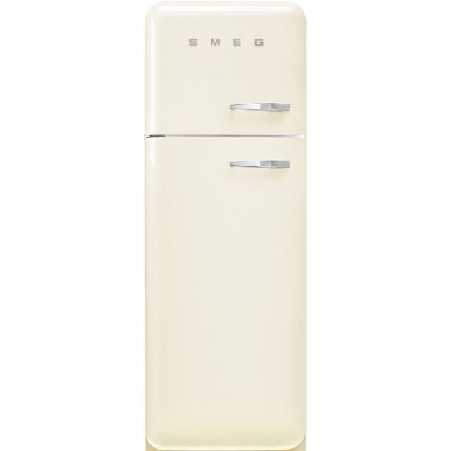 Smeg FAB30LCR5UK 60cm 50s Style Left Hand Hinge Freezer over Fridge, Cream