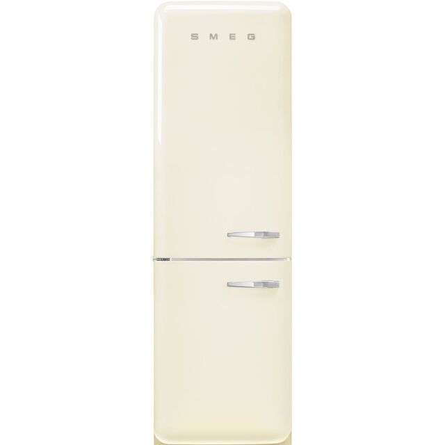 Smeg FAB32LCR5UK 60cm 50s Style Left Hand Hinge Fridge over Freezer, Cream
