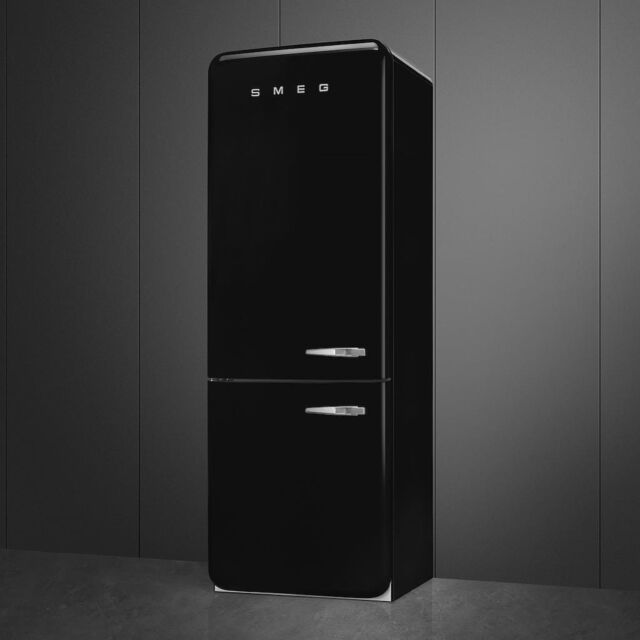 Smeg FAB38LBL6 Retro Fridge Freezer Left Hand Hinge - Black